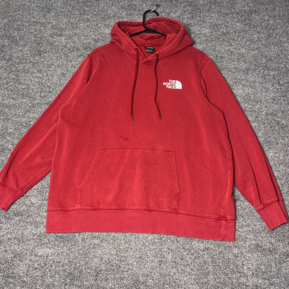 The North Face Pullover Hoodie Men's XL Red Graphic Logo Never Stop Exploring